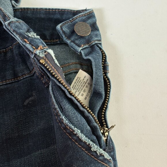 Free People Distressed Overalls Size 24 Blue Denim Jeans Bib Side Zipper - Picture 11 of 15